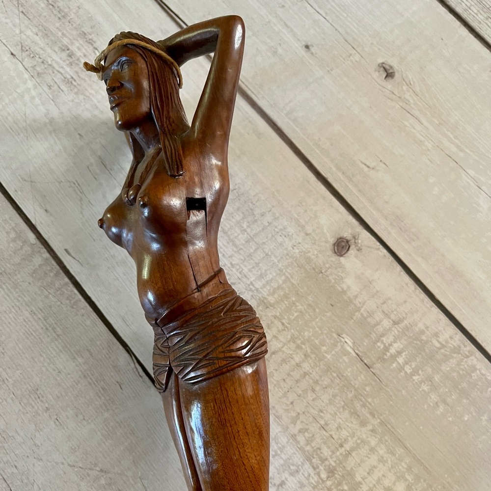 MCM Hand Carved Wooden Nude Woman Nutcracker Vintage Antique
